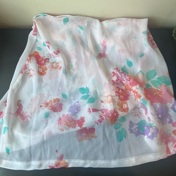 La Vie En Rose Lace Chiffon Tie Floral Chemise Top - Picture 5 of 5